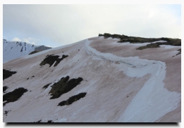 Dust on snow at Independence Pass, between Aspen and Leadville, in mid-June 2014. Photo/Allen Best